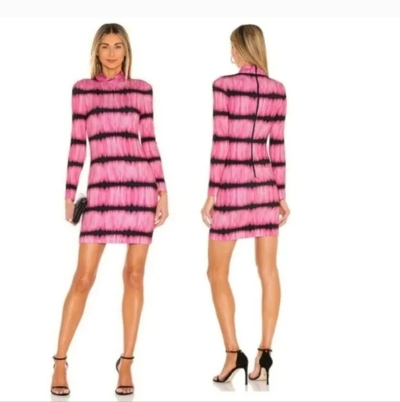 ALICE + OLIVIA Delora Tie Dye Mock Neck  Mini Dress Size 4 - Picture 2 of 14